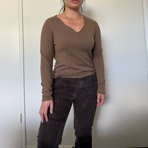Carlisle silk blend vintage Brown Long Sleeve Top